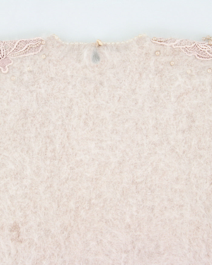 Vintage Angora Beaded Cardigan - S