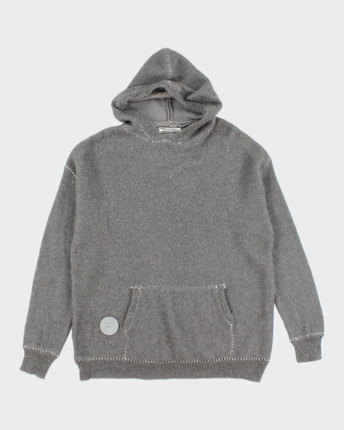 Onitsuka Tiger Grey Wool Mohair Blend Hooded Jumper M Rokit