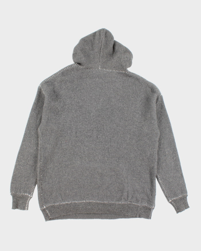 Onitsuka Tiger Grey Wool & Mohair Blend Hooded Jumper- M