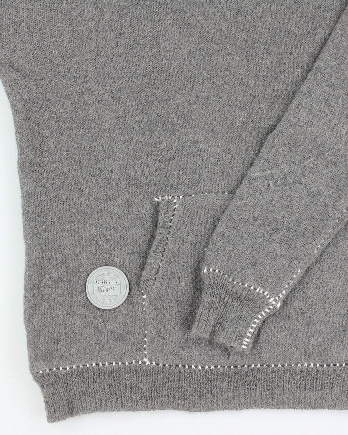 Onitsuka Tiger Grey Wool & Mohair Blend Hooded Jumper- M