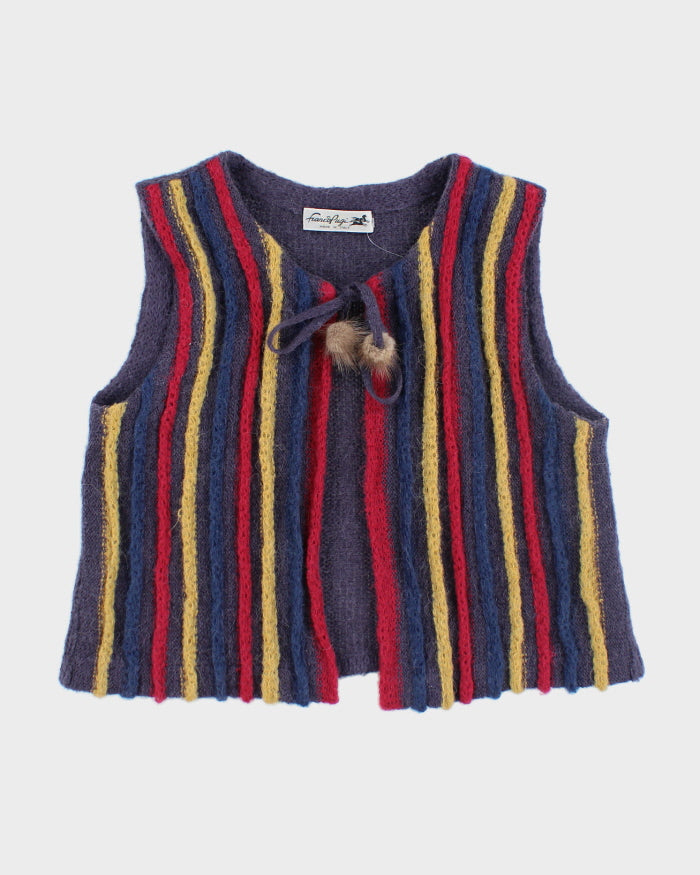 Vintage Franco Pugi Purple stripe Wool Blend Sleeveless Knit - S
