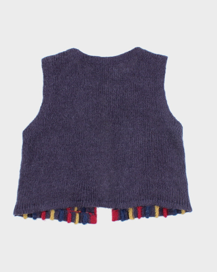 Vintage Franco Pugi Purple stripe Wool Blend Sleeveless Knit - S