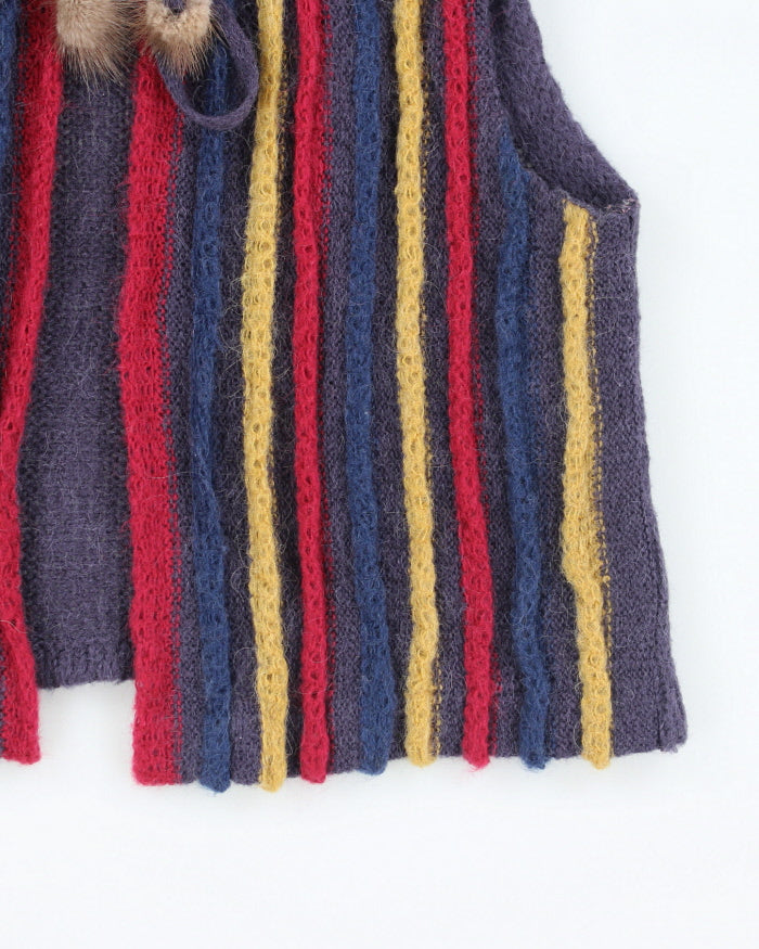 Vintage Franco Pugi Purple stripe Wool Blend Sleeveless Knit - S