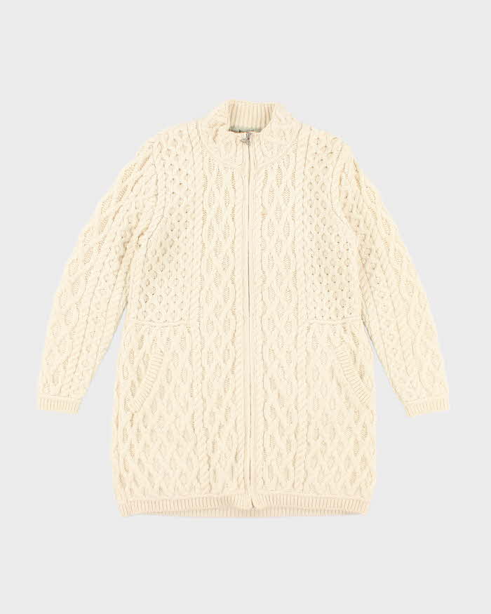 Vintage Aran Sweater Market Wool Zip-Up Jumper L