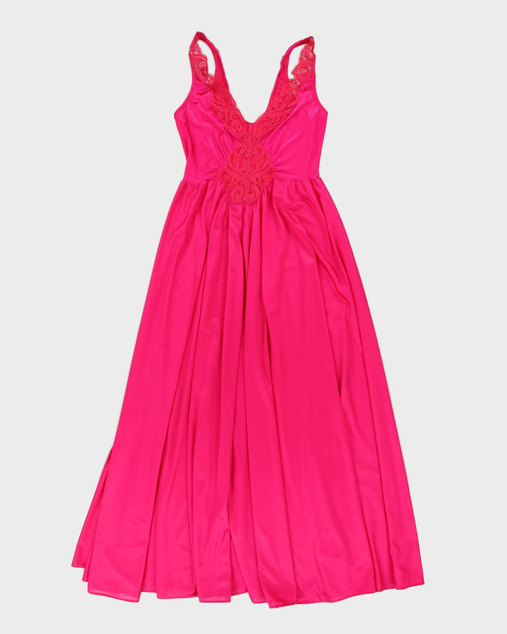 Vintage 70s Olga Fuschia Pink Night Dress - L/XL