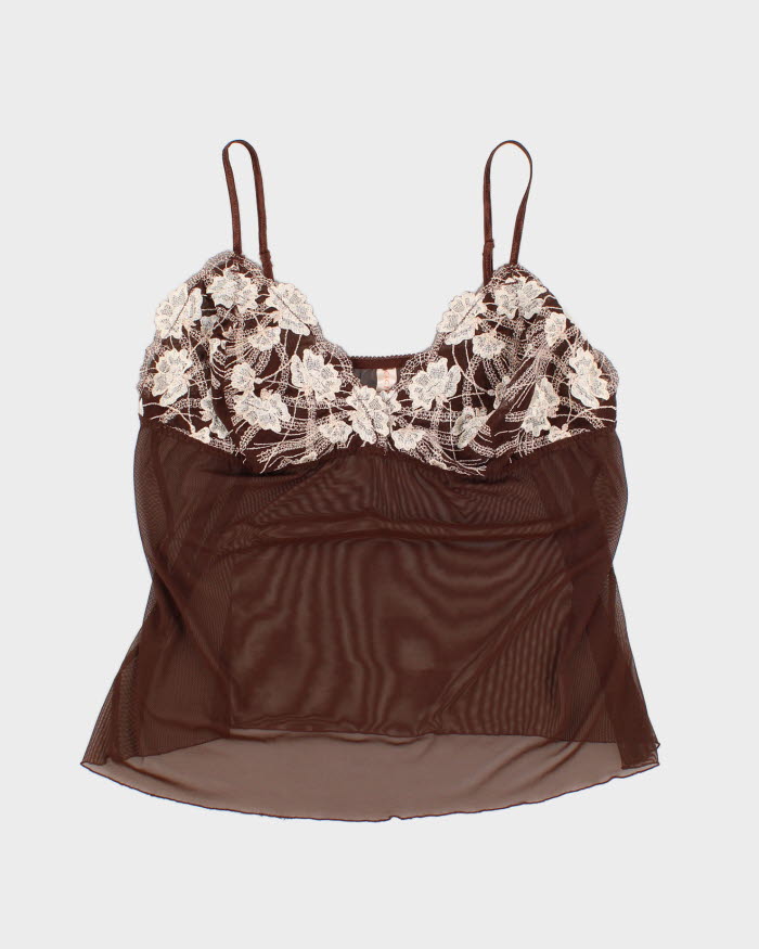 Woman's Brown Lace trim Camisole - 14