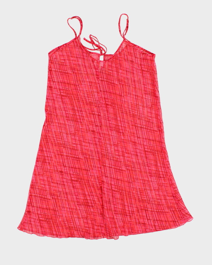 Vintage 90s Mesh Patterned Pink Slip Dress - S