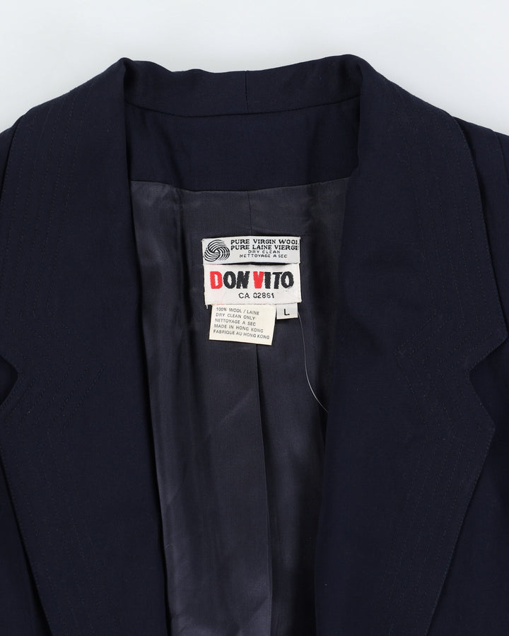 Vintage 80s Don Vito Navy Blazer Coat - L