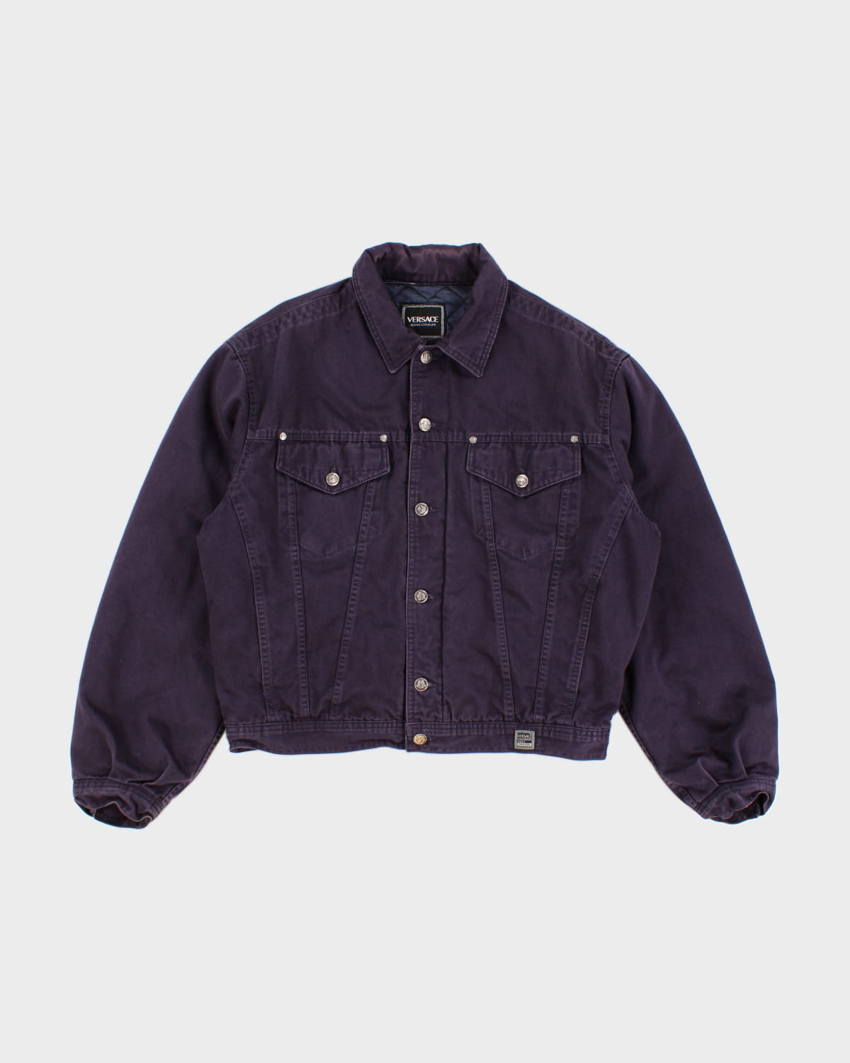 Vintage Purple Versace Quilted Denim Jacket M Rokit