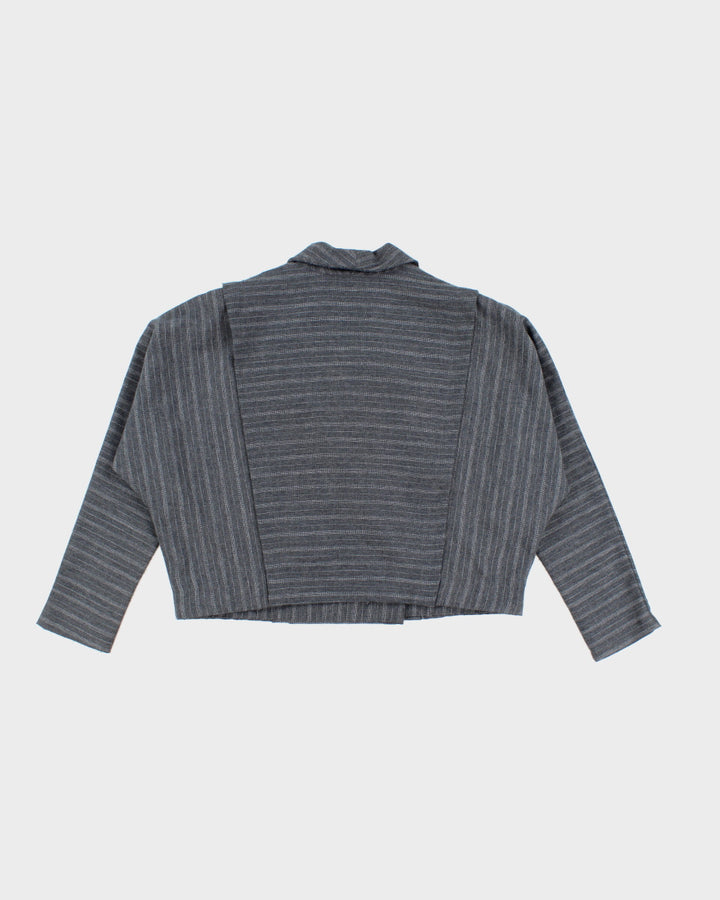 Womens 1980s Grey Double Breasted Suit Jacket - M