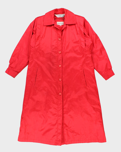 Womens 1980s Red Raincoat Trench - M
