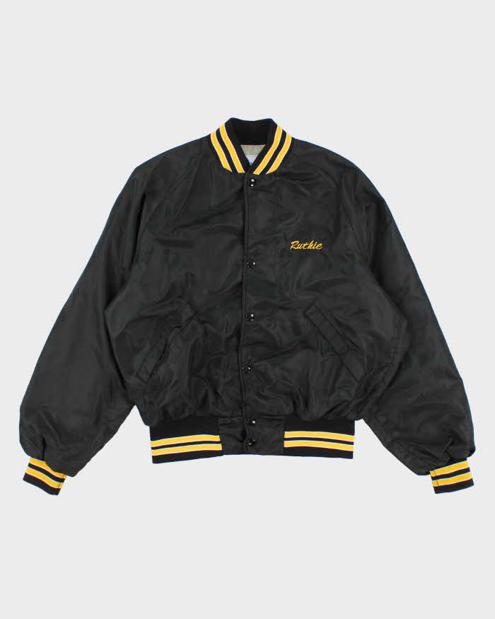 90s Vintage Women s Black Varsity Jacket M Rokit