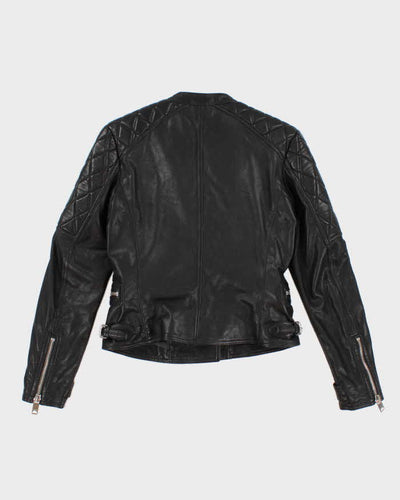 Womens Burberry Black Leather Zipper Biker Jacket - XS