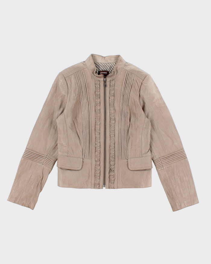 Womens Danier Beige Detailed Leather Jacket - M