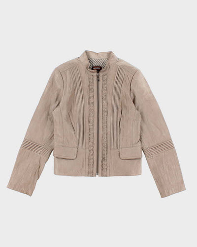 Womens Danier Beige Detailed Leather Jacket - M