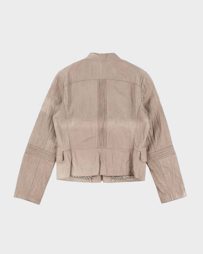 Womens Danier Beige Detailed Leather Jacket - M
