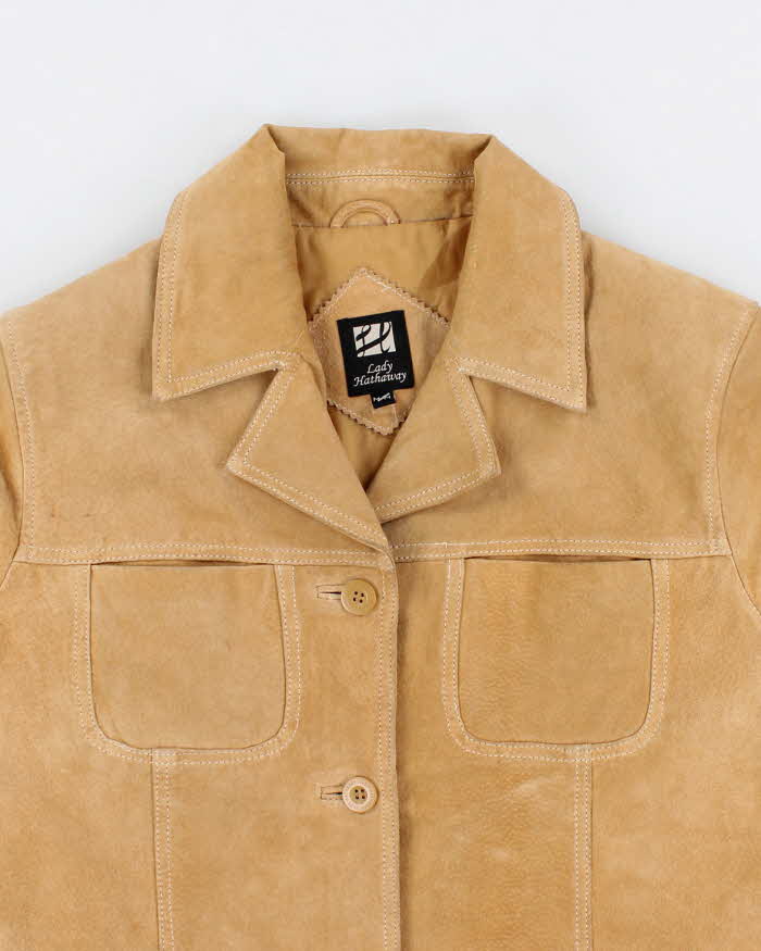 Vintage Woman's Suede Tan Button Up Western Jacket - M