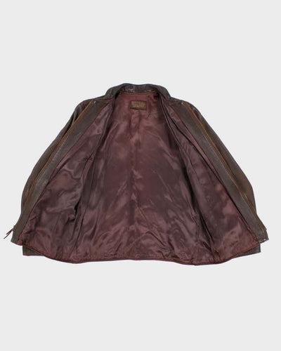 Vintage Woman's Brown Leather Zip Up Jacket - M