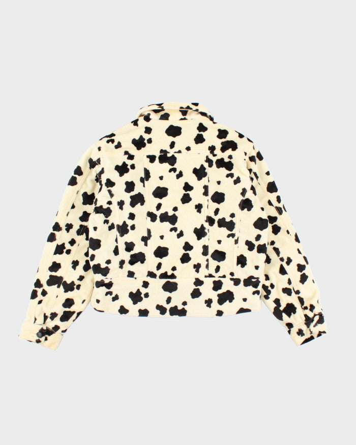 Vintage Y2K Dollhouse Cow Print Lined Collared Jacket - M