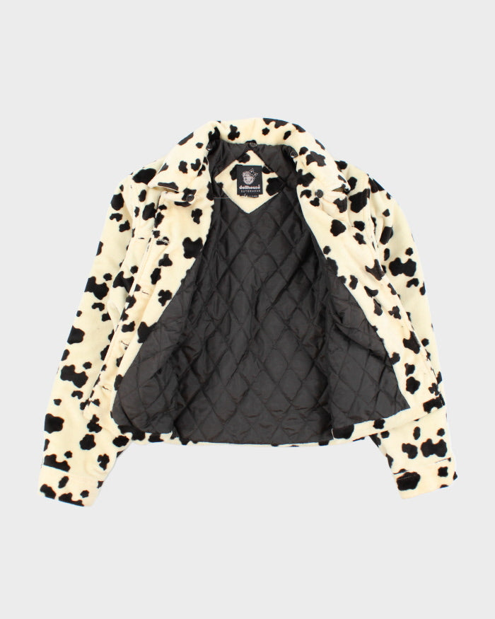 Vintage Y2K Dollhouse Cow Print Lined Collared Jacket - M