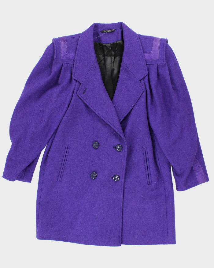 Vintage 80s Wool Blend Purple Coat - M