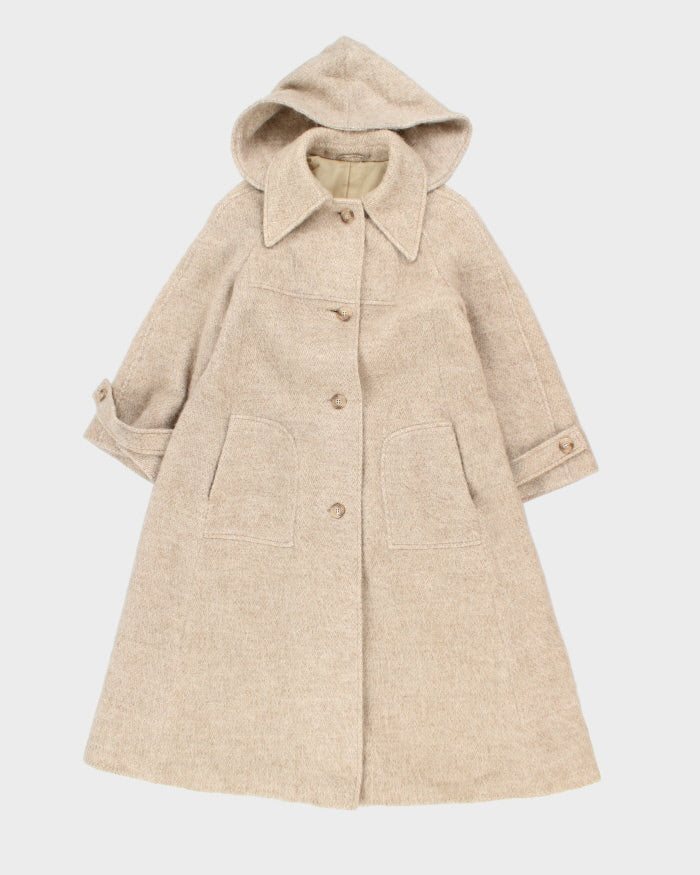 Manteau Femme Vintage Années 70 - Taille Petite (S) - Couleur Marron, Doublure Cuir - Occasion Très Bon état