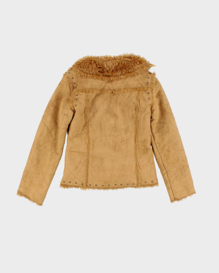 Vintage Y2k 00s Au Leiu Faux Suede Fur Lined Studded Jacket - S
