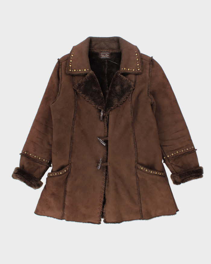 Vintage Y2k 00s Corte Mada Faux Suede Studded Jacket L