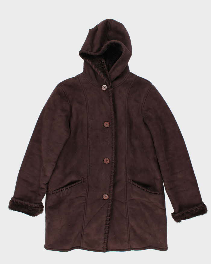 Vintage Beechers Brook Faux Suede Hooded Coat - L
