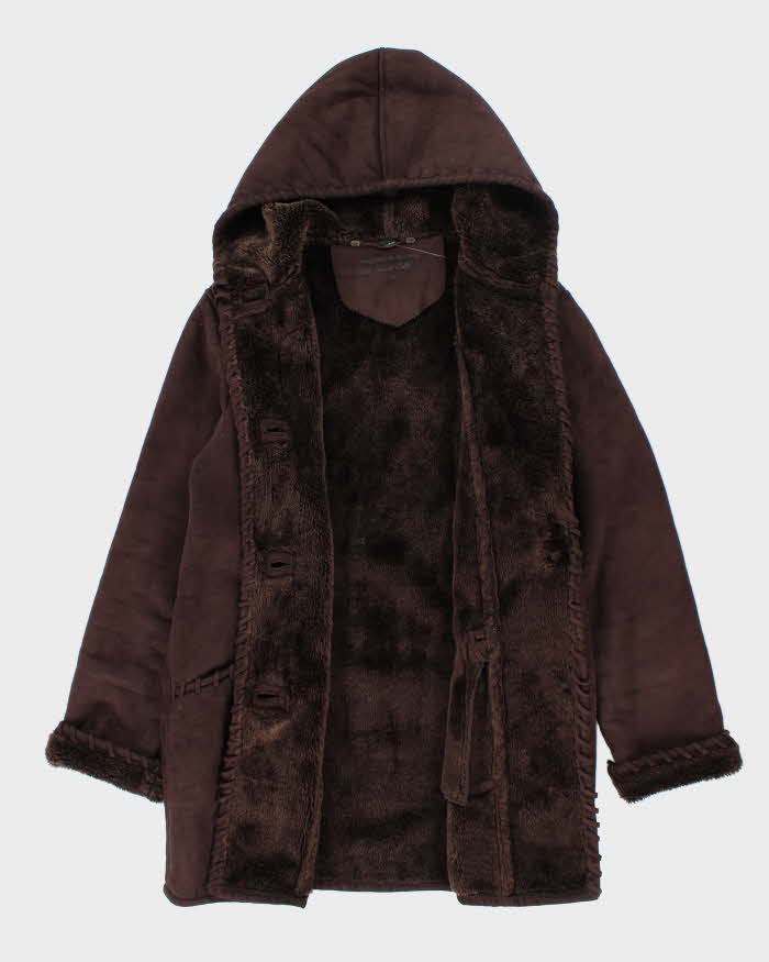 Vintage Beechers Brook Faux Suede Hooded Coat - L