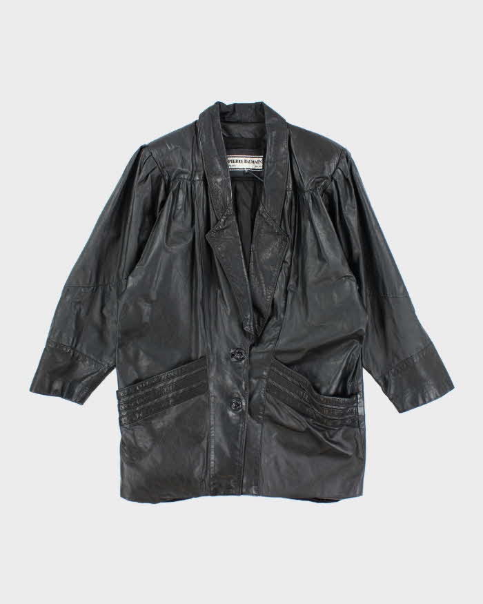 80s balmain real leather jacket 2way