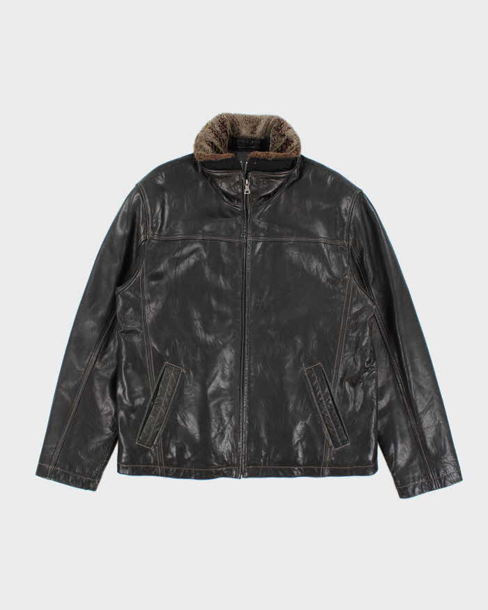 Vintage 2000's Danier Heavyweight Lined Leather Zip Up Jacket - L