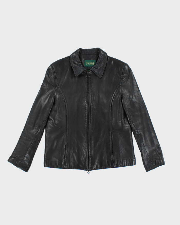 Vintage Y2K Danier Leather Zip Up Harrington Jacket - L