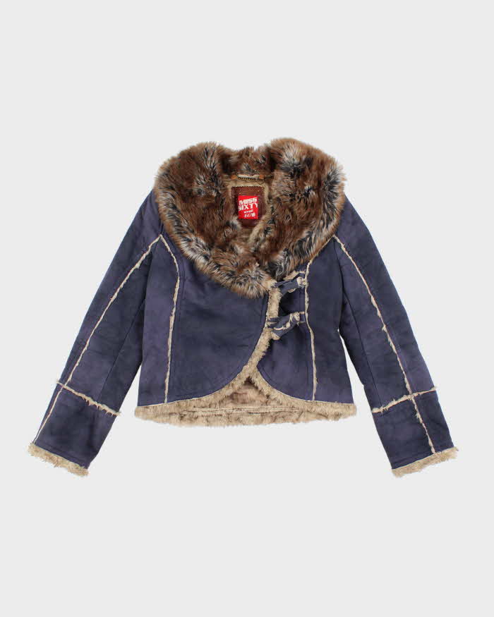 Vintage Y2k 00s Miss Sixty Faux Suede Purple Jacket S