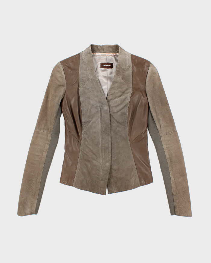 Vintage Danier Lightweight Wool Panel Leather Jacket - XS