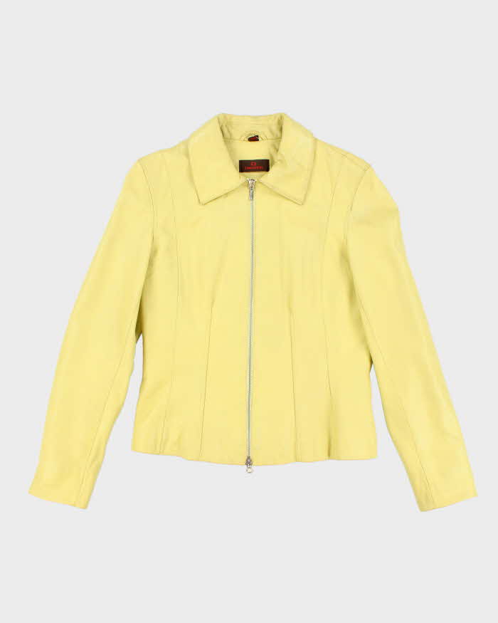 Vintage Y2K Danier Yellow Zip Up Leather Jacket - S
