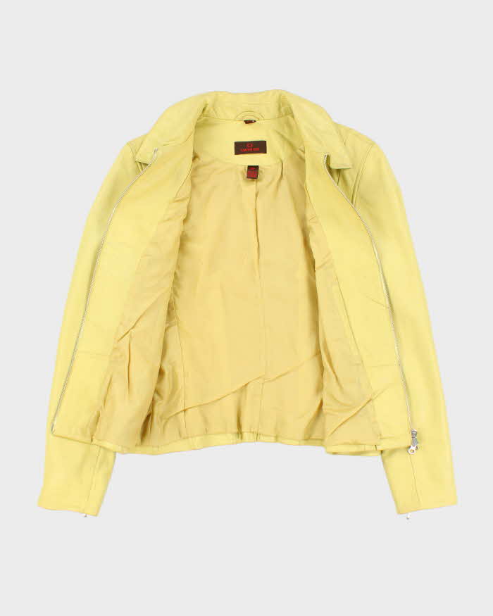Vintage Y2K Danier Yellow Zip Up Leather Jacket - S