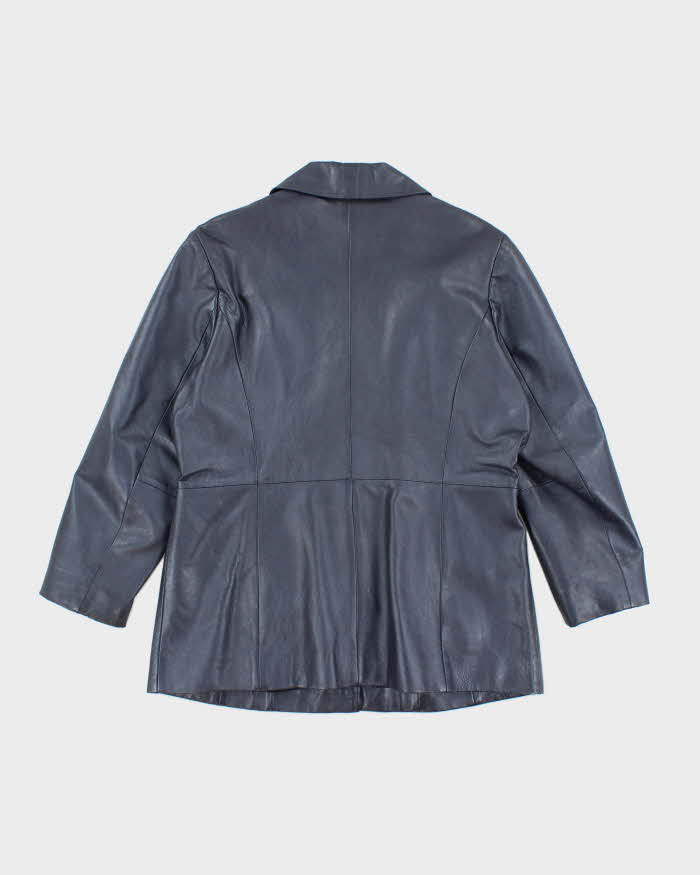 Vintage Women's 90's London Fog Double Breasted Leather Blazer - L