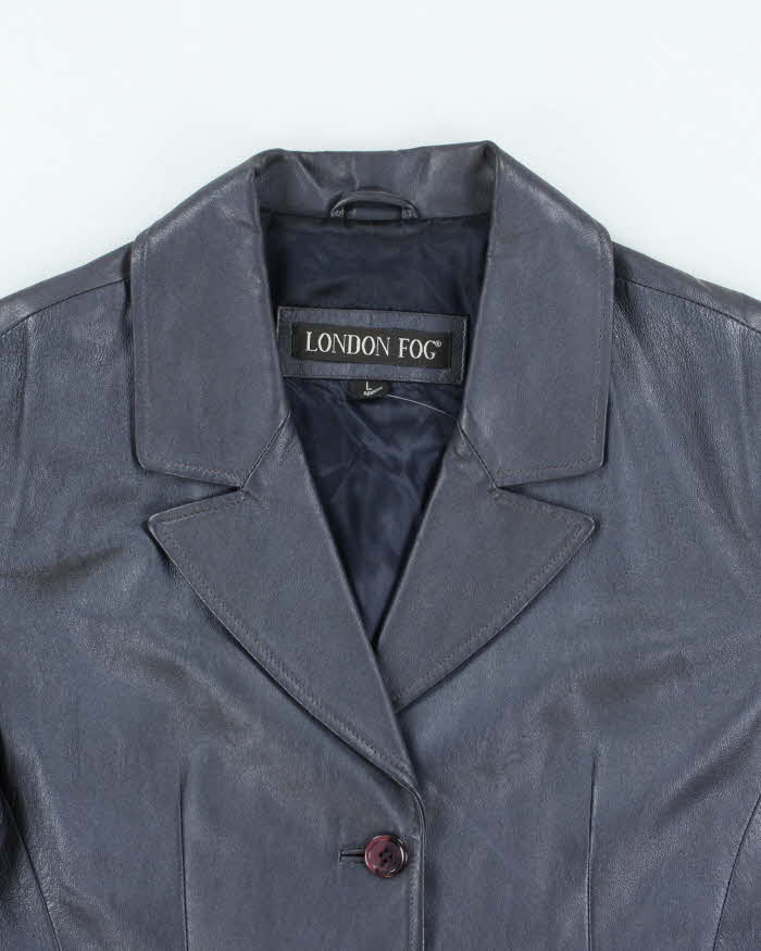 Vintage Women's 90's London Fog Double Breasted Leather Blazer - L