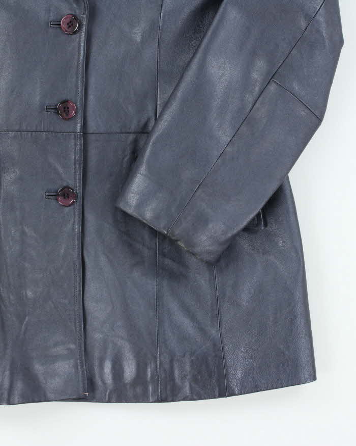 Vintage Women's 90's London Fog Double Breasted Leather Blazer - L