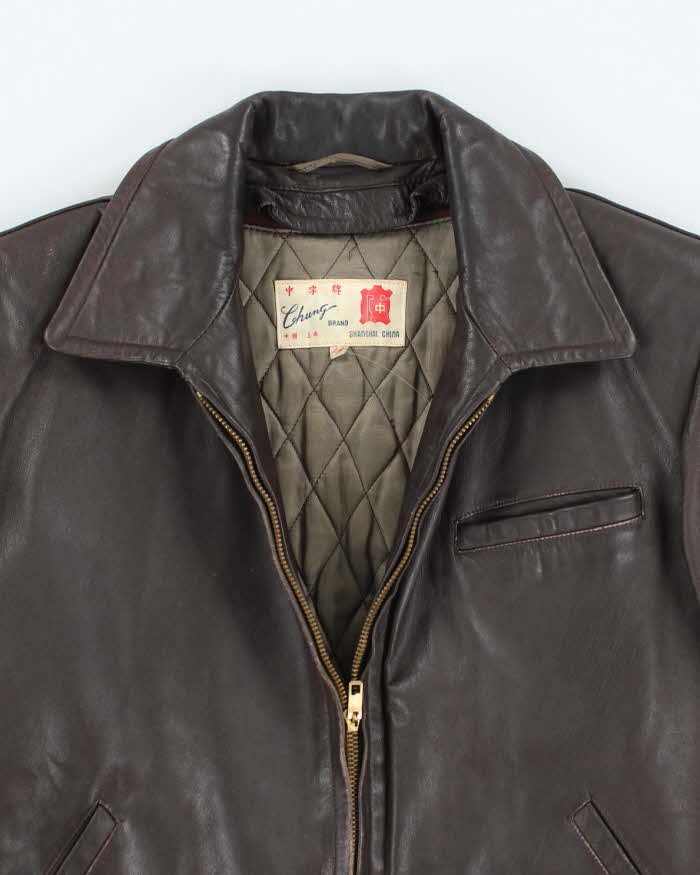 Vintage 80's Cohung Heavyweight Cropped Leather Jacket - M