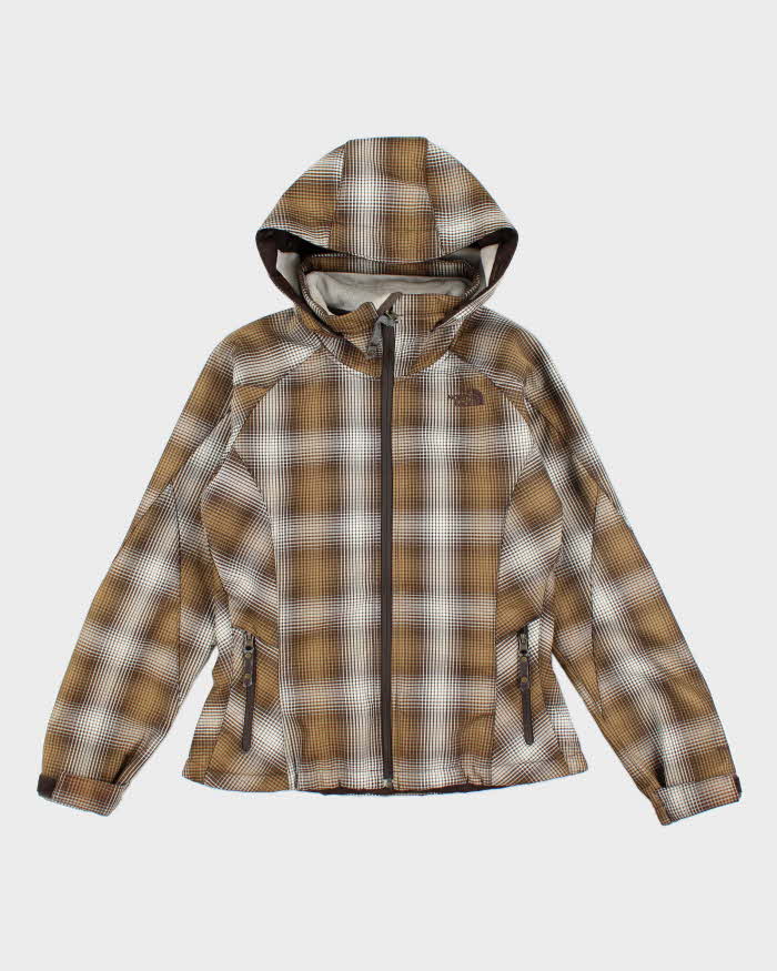 The North Face Brown Checked Hooded Lined Waterproof Jacket S