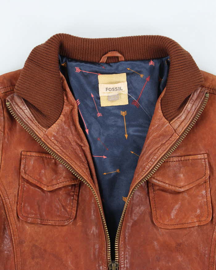 Vintage Fossil Brown Leather Jacket - S