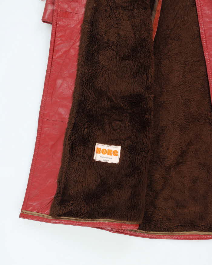 Vintage 70s Sears Red Lined Leather Jacket - S