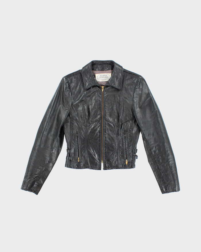 Vintage 80's Women's Jonathon Christopher Tapered Leather Biker Jacket - S
