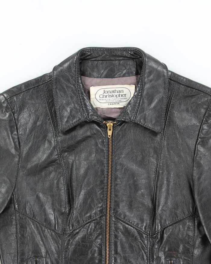 Vintage 80's Women's Jonathon Christopher Tapered Leather Biker Jacket - S