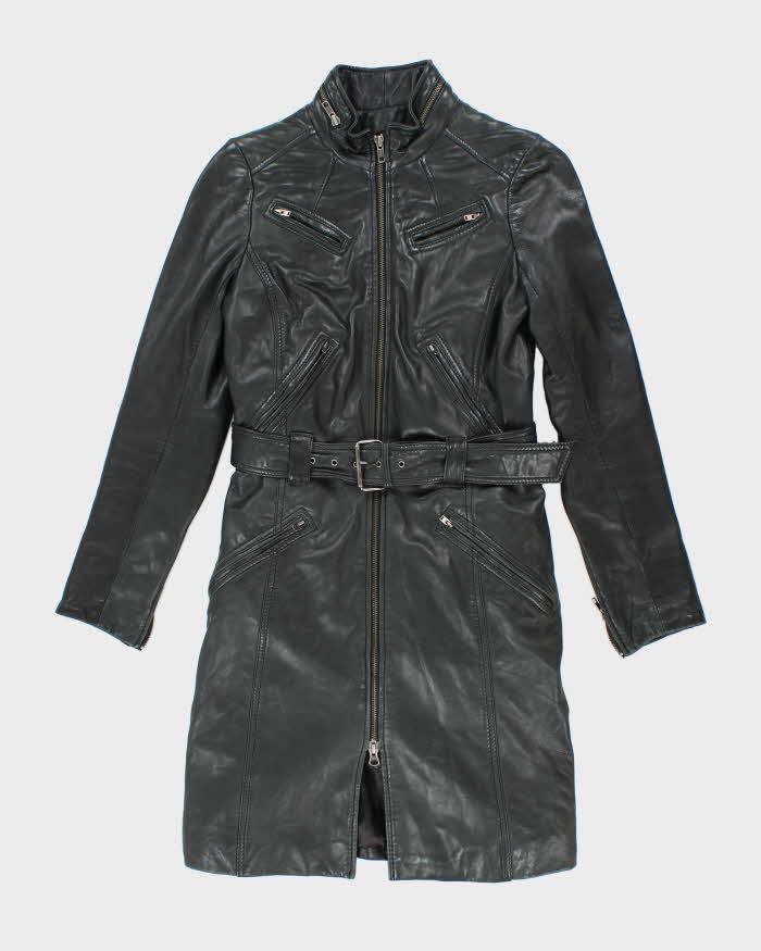Vintage Danier Long Zip-Up Belted Leather Jacket - XS
