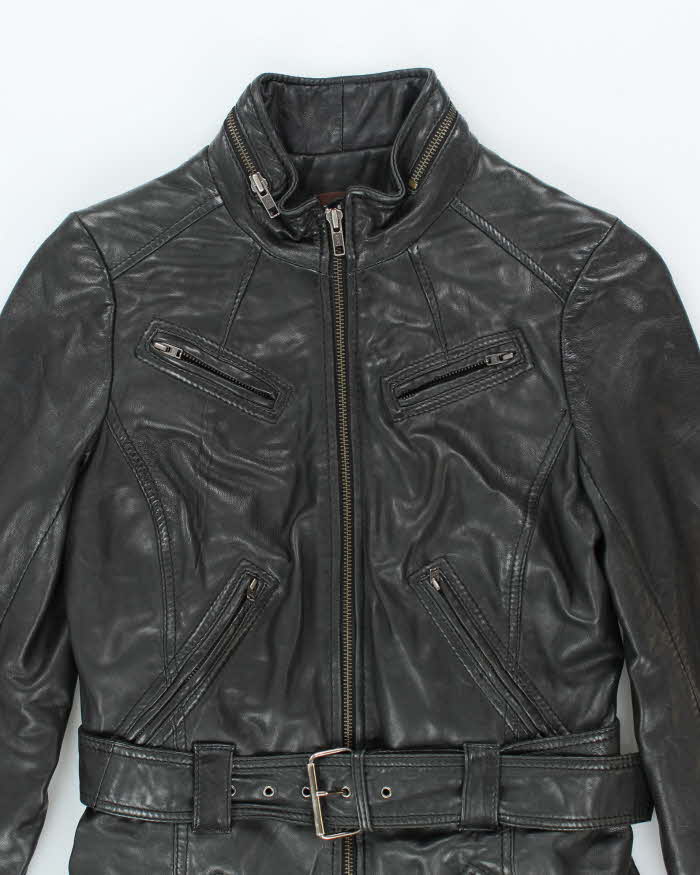 Vintage Danier Long Zip-Up Belted Leather Jacket - XS