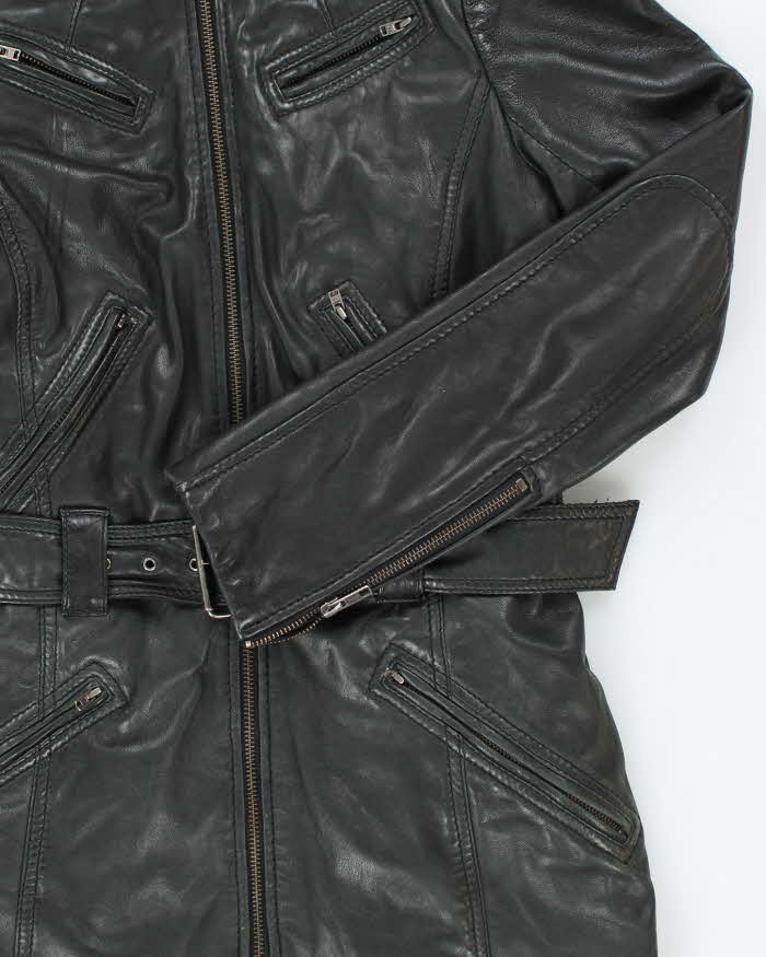 Vintage Danier Long Zip-Up Belted Leather Jacket - XS