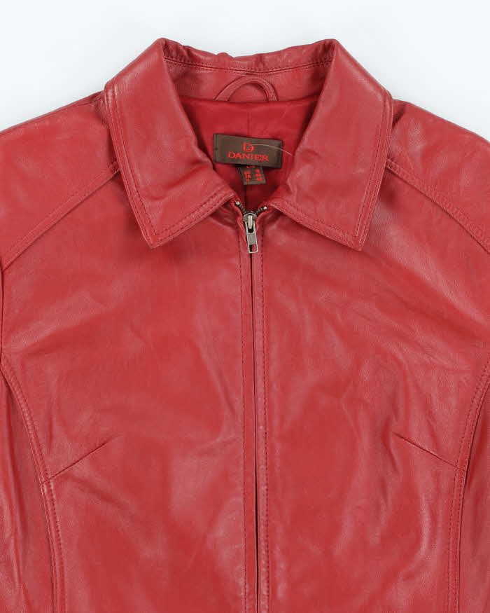 Vintage Danier Red Zip-Up Leather Jacket - L